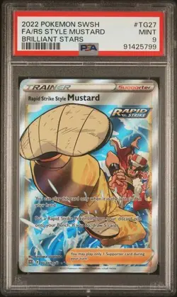 PSA 9 MINT 2022 Pokemon Brilliant Stars RAPID STRIKE STYLE MUSTARD TG27 Full Art - Image 1