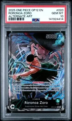 PSA 10 2025 ONE PIECE OP12 LEGACY OF THE MASTER #020 RORONOA ZORO ALTERNATE ART - Image 1