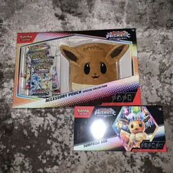 Pokemon Prismatic Evolutions Eevee Pouch box and Surprise Box, Tcg, New & sealed - Image 1