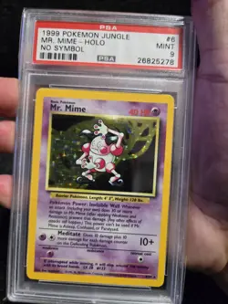 PSA 9 MINT Mr. Mime 6/64 No Symbol Error Jungle Set Holo Rare Pokemon Card Game - Image 3