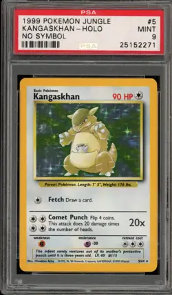 Pokemon Kangaskhan Jungle Holo Rare #5 NO SYMBOL ERROR PSA 9 Mint - Image 1