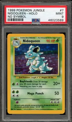 Pokemon Nidoqueen Jungle Holo Rare #7 NO SET SYMBOL ERROR PSA 9 Mint - Image 1