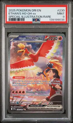 2025 POKEMON DESTINED RIVALS SPECIAL ILLUSTRATION RARE ETHAN'S HO-OH EX PSA 9 - Image 1