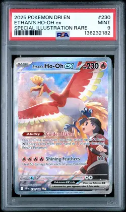2025 POKEMON DESTINED RIVALS SPECIAL ILLUSTRATION RARE ETHAN'S HO-OH EX PSA 9 - Image 1