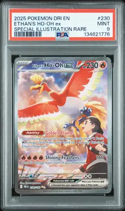 2025 POKEMON DESTINED RIVALS SPECIAL ILLUSTRATION RARE ETHAN'S HO-OH EX PSA 9 - Image 1