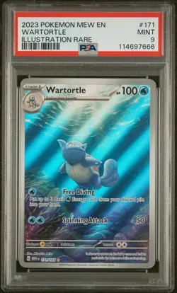2023 POKEMON MEW EN-151 WARTORTLE#171 ILLUSTRATION RARE PSA 9 - Image 1