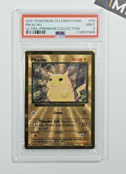 Pokemon PSA 9 Pikachu #58 Metal Card Celebrations Ultra Premium Collection ENG - Image 1