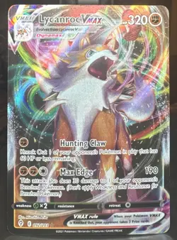 Pokemon TCG Lycanroc VMAX 092/203 SWSH07: Evolving Skies Full Art Holo Card - Image 1