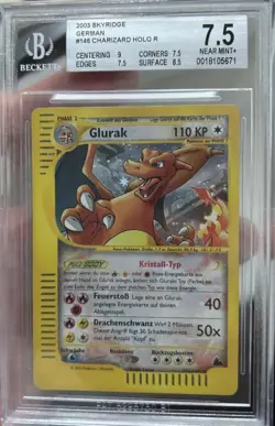 Charizard Glurak Skyridge 146/144 Crystal BGS No PSA 7.5 German Deutsch 2003 - Image 1
