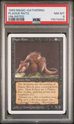 1993 Magic the Gathering Plague Rats Unlimited Edition Regular PSA 8 NM-MT - Image 1