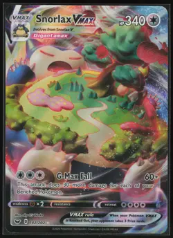 Pokemon Snorlax VMAX Ultra Rare Holo SWSH01: Sword & Shield Base Set 142/202 NM - Image 1
