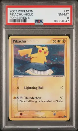 Pikachu Holo 2007 Pokemon Pop Series 5 #12 PSA 8 MT CORRECTED BACK + HOLO BLEED - Image 1