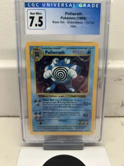 CGC 7.5 Poliwrath 13/102 Shadowless Base Set Pokemon Card NEAR MINT - Like PSA! - Image 2