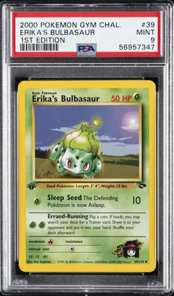 2000 POKEMON GYM CHALLENGE 1ST EDITION #39 ERIKA'S BULBASAUR PSA 9 - Image 1