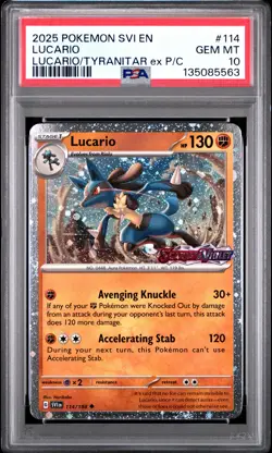 2025 POKEMON SVI EN-SCARLET & VIOLET #114 LUCARIO PSA 10 - Image 1