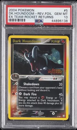 2004 POKEMON EX TEAM ROCKET RETURNS #5 DARK HOUNDOOM-REVERSE FOIL PSA 10 - Image 1