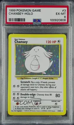 Chansey Holo Pokemon Base Set PSA 6 1999 - Image 1