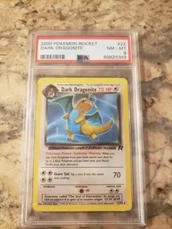 PSA 8 Dark DRAGONITE 22/82 Non-Holo Rare TEAM ROCKET Pokemon 2000 - Image 1