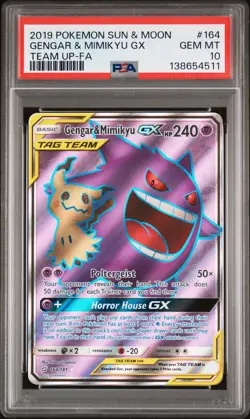 Gengar & Mimikyu GX 164/181 Pokemon Sun & Moon 164 Tag Team Up GEM MINT PSA 10 - Image 1