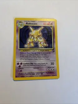 Pokemon TCG Alakazam 1/130 Base Set 2 Holo With Swirl 🌀 - LP - Image 3