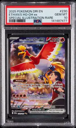 2025 POKEMON DRI EN-DESTINED RIVALS #230 ETHAN'S HO-OH EX PSA 10 - Image 1