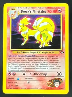 2000 Pokemon Gym Challenge #3/132 Brock's Ninetales Holo - Image 1