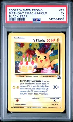 2000 POKEMON PROMO BLACK STAR #24 BIRTHDAY PIKACHU-HOLO PSA 5 - Image 1