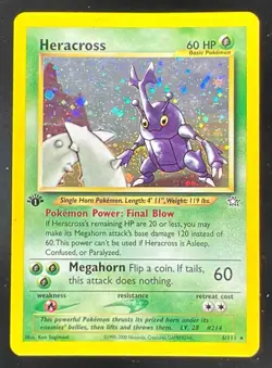 2000 Pokemon Neo Genesis 1st Edition #6/111 Heracross Holo - Image 1