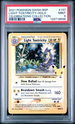 2021 POKEMON SWSH BLACK STAR PROMO CELEBRATIONS COLL LIGHT TOXTRICITY-HOLO PSA 9 - Image 1