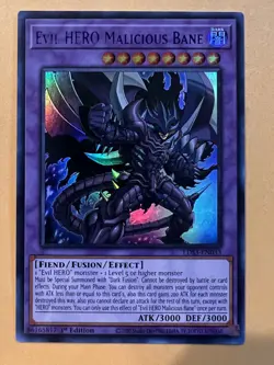 Yugioh Evil HERO Malicious Bane LDS3-EN033 Ultra Rare 1st Ed BLUE NM - Image 1