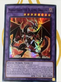 Yugioh RA02-EN022 Masquerade the Blazing Dragon Ultra Rare 1st Edition YuGiOh - Image 1