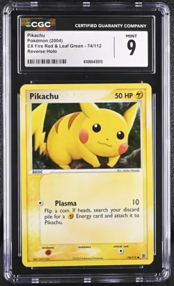 2004 POKEMON EX FIRE RED & LEAF GREEN PIKACHU #74/112 REVERSE RARE HOLO CGC 9 - Image 1