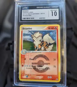 CGC 10 Arcanine EX Fire Red & Leaf Green 18/112 Reverse Holo Pokemon Card - Image 1