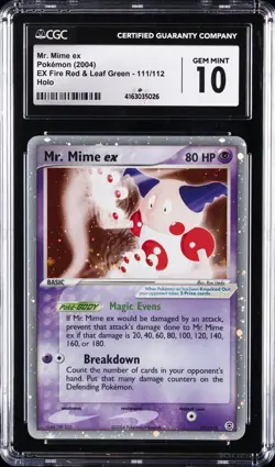2004 POKEMON EX FIRE RED & LEAF GREEN HOLO #111/112 MR. MIME EX CGC 10 GEM MINT - Image 1