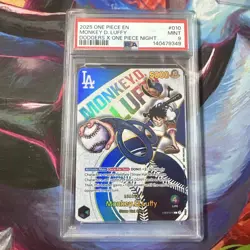 2025 ONE PIECE PROMOS DODGERS X ONE PIECE NIGHT #010 MONKEY D. LUFFY PSA 9 - Image 1