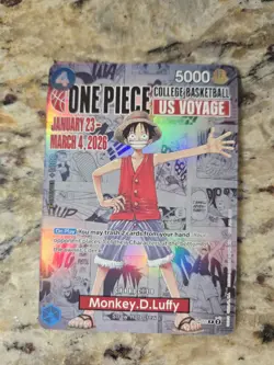 One Piece College Basketball US Voyage Promo Card Monkey D. Luffy. Unsealed - Image 1