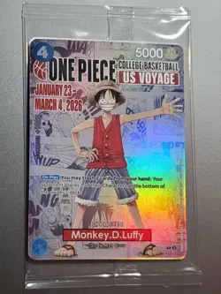One Piece Card Game MONKEY D. LUFFY College Basketball Promo SEALED - MINT - Image 1