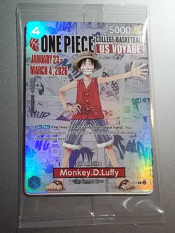 One Piece Card Game MONKEY D. LUFFY College Basketball Promo SEALED - MINT - Image 1
