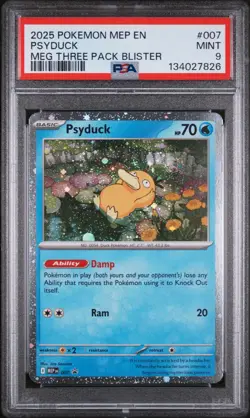 2025 POKEMON MEP EN-ME BLACK STAR PROMO 007 PSYDUCK PSA 9 (Swirl Above Head) - Image 1