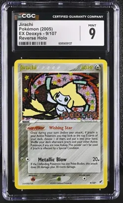 CGC 9 MINT Jirachi 2005 EX Deoxys 9/107 Reverse Holo STAMPED Pokemon Card - Image 1