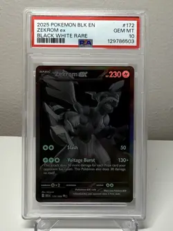 PSA 10 GEM MINT - Pokemon BWR Zekrom ex #172 - Black Bolt - Image 1