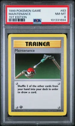 PSA 8 - Pokemon Card - Base 83/102 - MAINTENANCE (uncommon) *1st Edition* NM-MT - Image 1