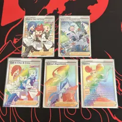 Pokemon 5 Card Lot - Full Art Trainer & Rainbow Ultra Rares NM - Image 1