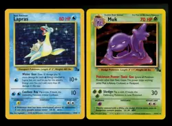 Lapras 10/62 Muk 13/62 Fossil 1999 Holo Rare Vintage Pokemon Card Lot WOTC - Image 1