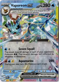 Pokemon Vaporeon ex 023/131 Sv: Prismatic Evolutions Holo Double Rare TCG NM - Image 1