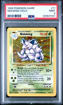 1999 POKEMON BASE SET UNLIMITED #11 NIDOKING-HOLO PSA 9 - Image 1