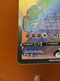 2020 Pokemon Card Vivid Voltage Coalossal Vmax Rainbow Rare 189/185 NM + 1364 - Image 4
