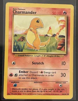Charmander 46/102 Base Set Common Vintage Pokemon Card WOTC TCG English - Image 1