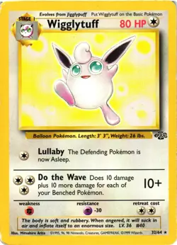 Pokemon TCG Wigglytuff Jungle Card 32/64 Unlimited Non-Holo Rare MP - Image 1