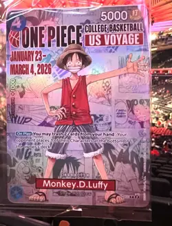 One Piece Monkey D. Luffy US Voyage College Basketball Promo Card Gonzaga SEALED - Image 1
